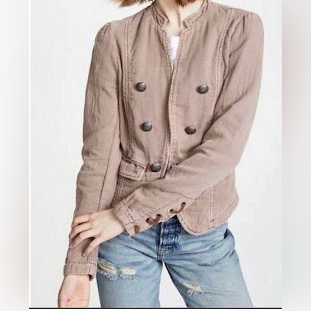 Free‎ People Mauve Jagger Open Military Blazer Lace Up Cuffs